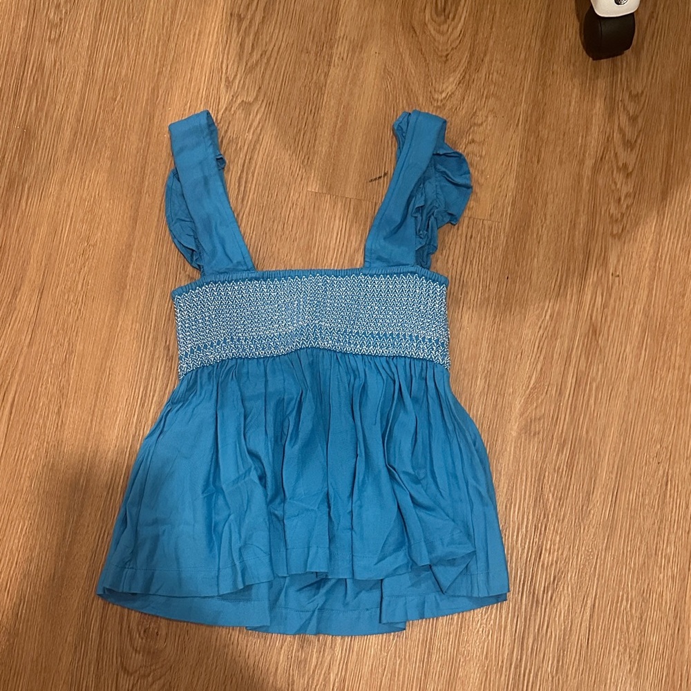 Urban Outfitters Blue Smocked Tank Top